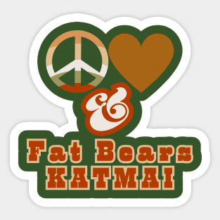 Peace Love & Fat Bears KATMAI - Pacific Northwest Style in Groovy Retro Cedar Colorway Sticker